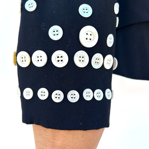 Vintage 90s Escada Margaretha Ley Black Blazer Buttons Wool Jacket 36 Couture 4 - Picture 5 of 13